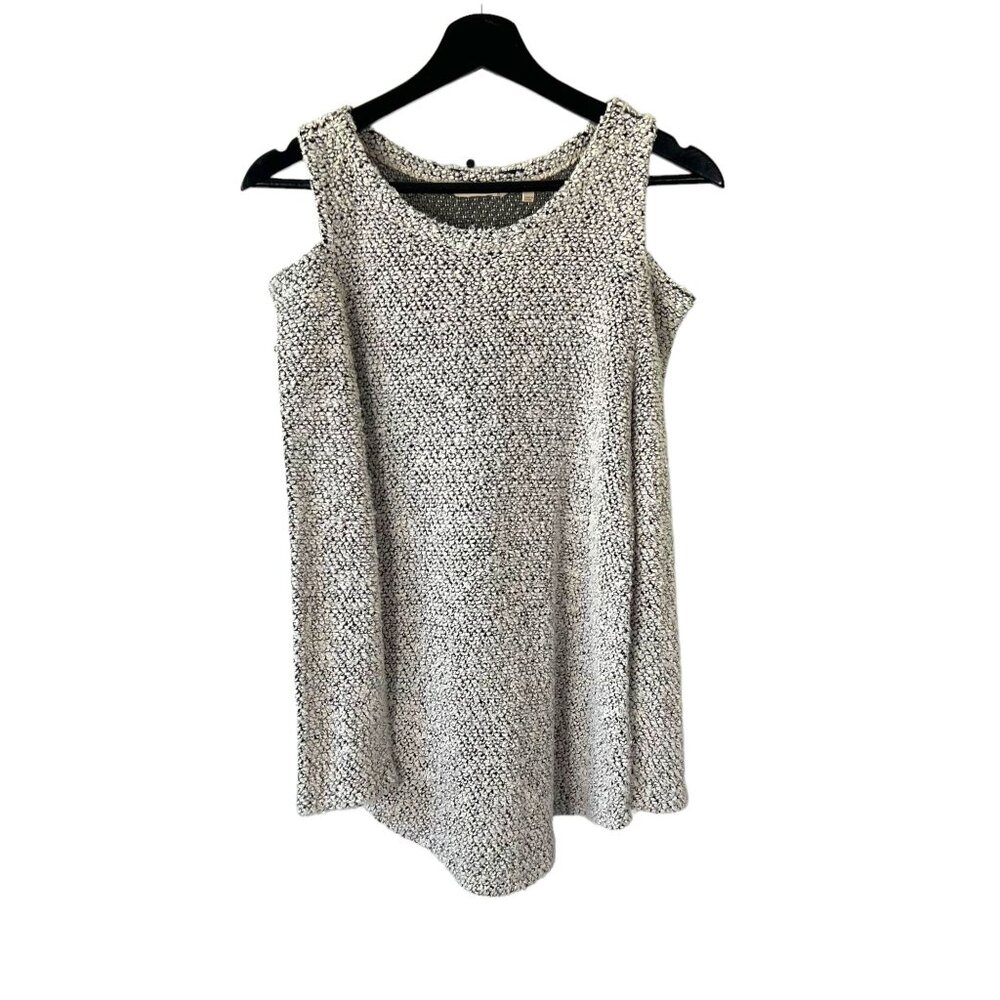 Soft Surroundings White Black Textured Cold Shoulder Top Small Petite